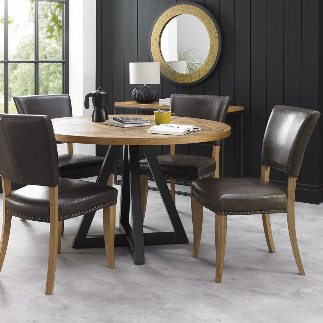 Bentley Designs Indus Rustic Oak Circular Dining Table