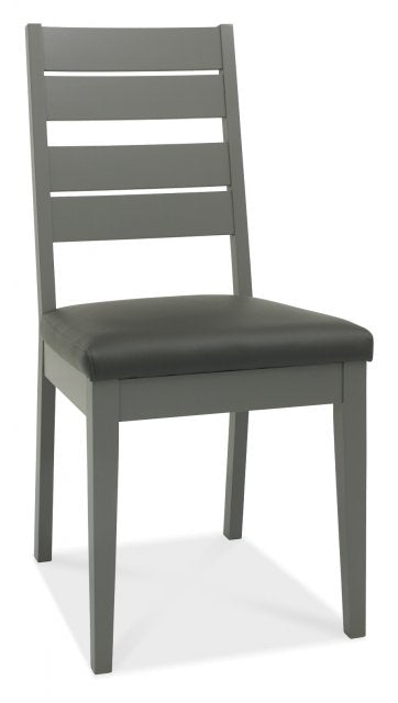Bentley Designs Oakham Dark Grey Chair - Dark Grey Bonded Leather (Pair)