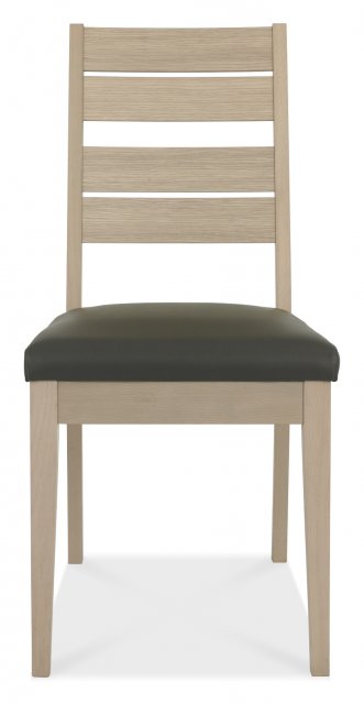 Bentley Designs Oakham Scandi Oak Chair - Dark Grey Bonded Leather (Pair)