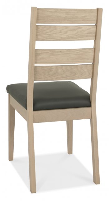 Bentley Designs Oakham Scandi Oak Chair - Dark Grey Bonded Leather (Pair)