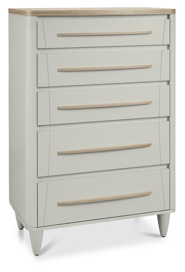 Bentley Designs Larsen Scandi Oak & Soft Grey 5 Drawer Chest