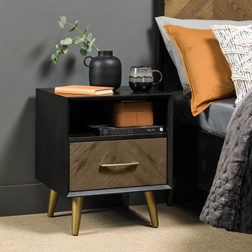Bentley Designs Sienna Fumed Oak 1 Drawer Nightstand
