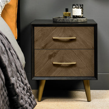 Bentley Designs Sienna Fumed Oak 2 Drawer Nightstand