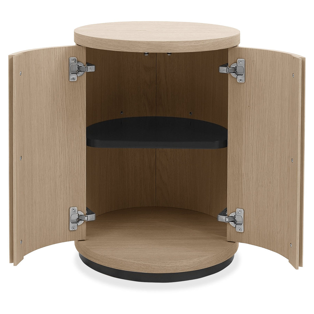 Bentley Designs Vega Scandi Oak & Peppercorn Round Lamp Table