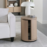 Bentley Designs Vega Scandi Oak & Peppercorn Round Lamp Table
