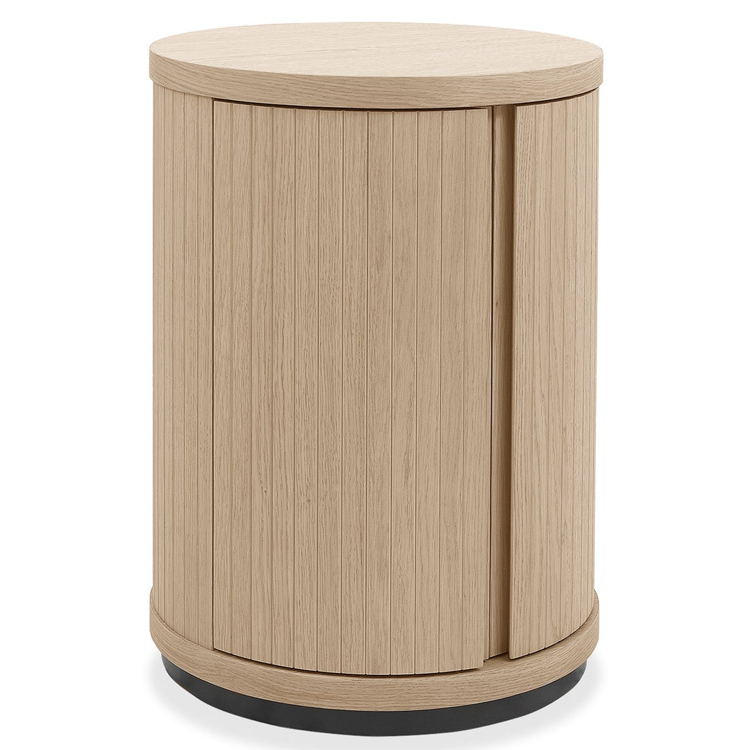 Bentley Designs Vega Scandi Oak & Peppercorn Round Lamp Table