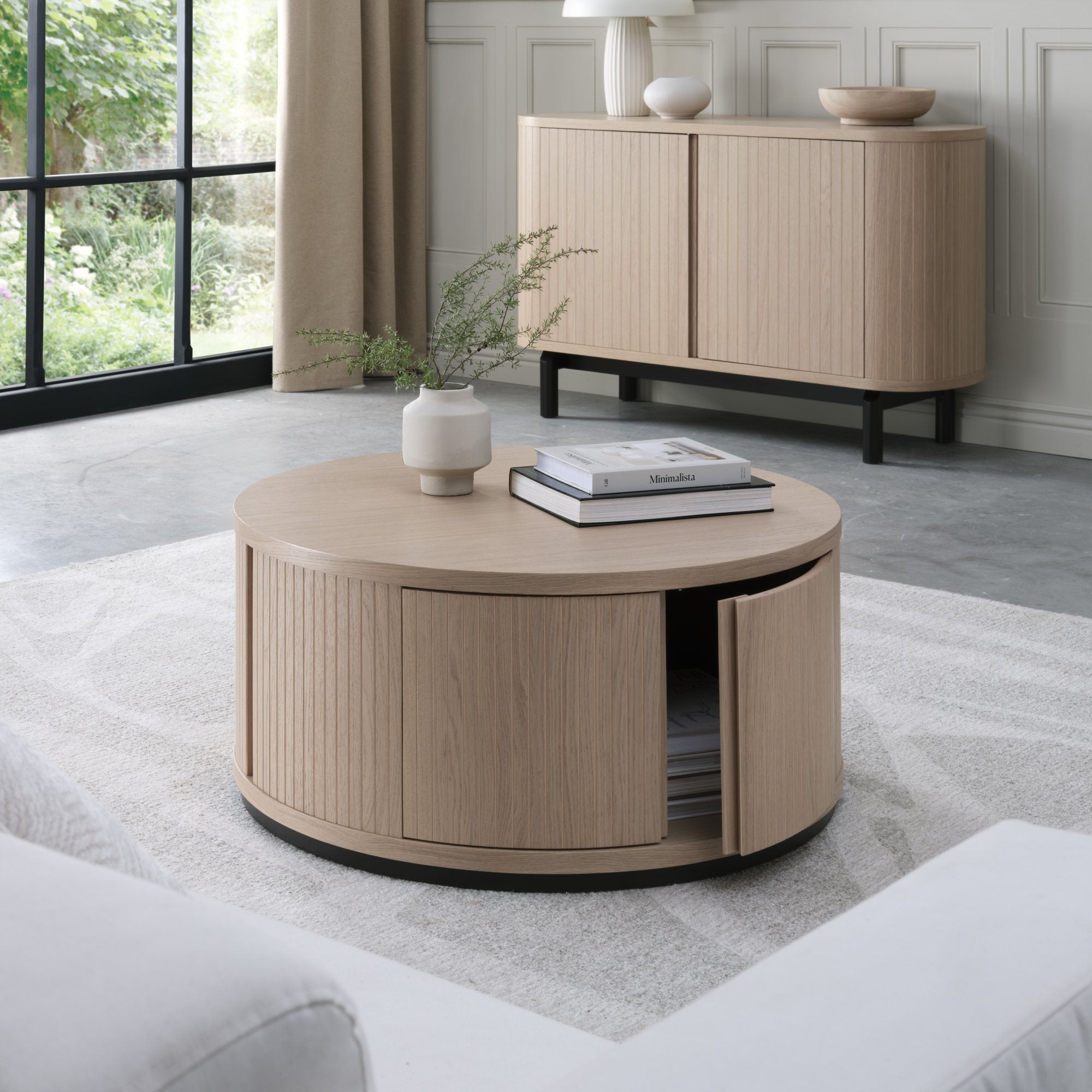 Bentley Designs Vega Scandi Oak & Peppercorn Narrow Sideboard