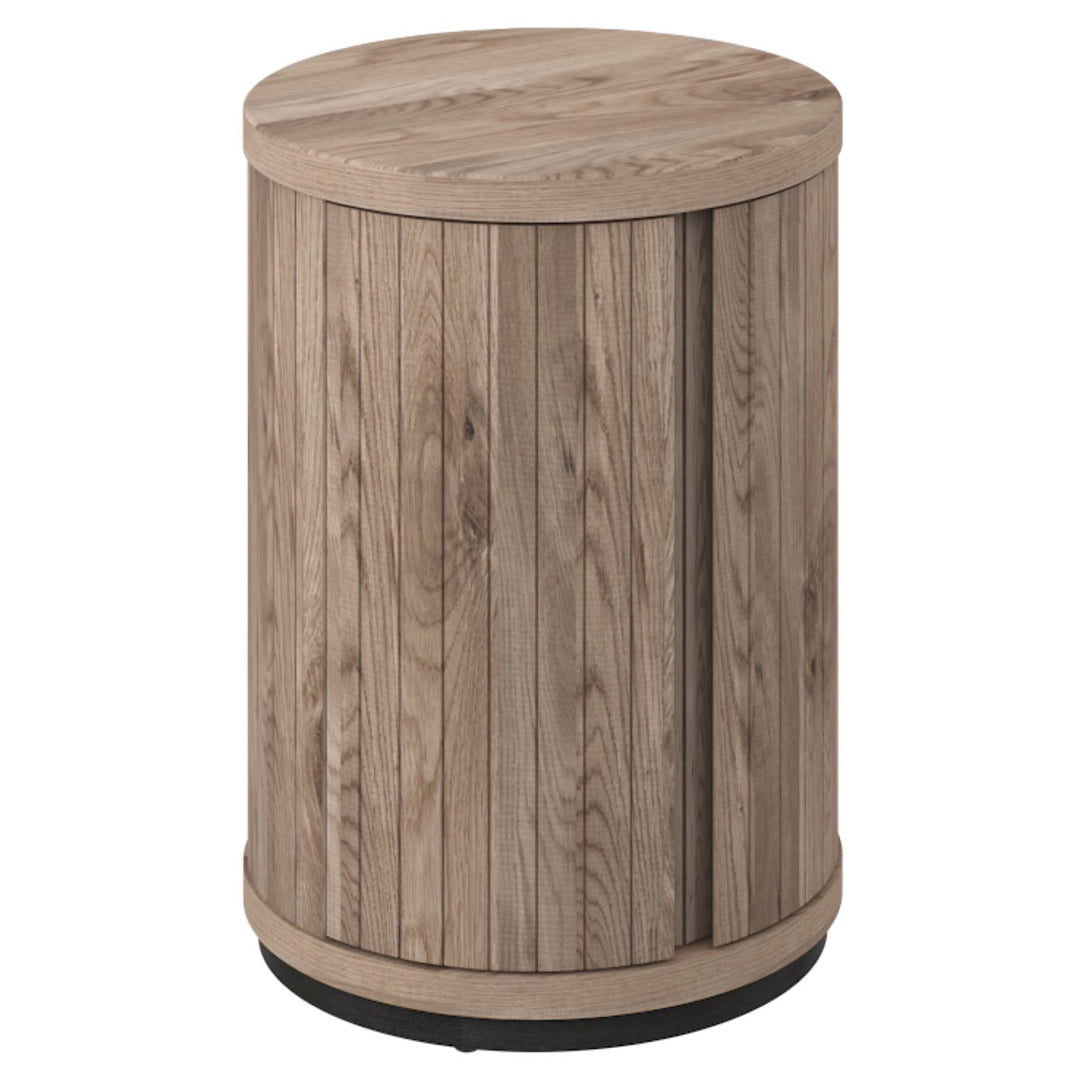 Bentley Designs Vega Grey Oiled Oak & Peppercorn Round Lamp Table