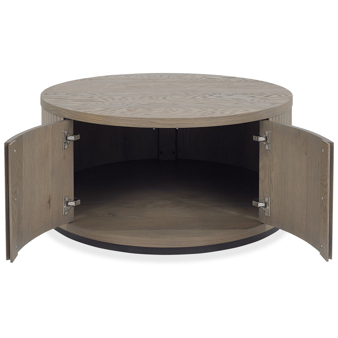 Bentley Designs Vega Grey Oiled Oak & Peppercorn Round Coffee Table