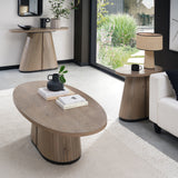 Bentley Designs Vega Grey Oiled Oak & Peppercorn Oval Coffee Table