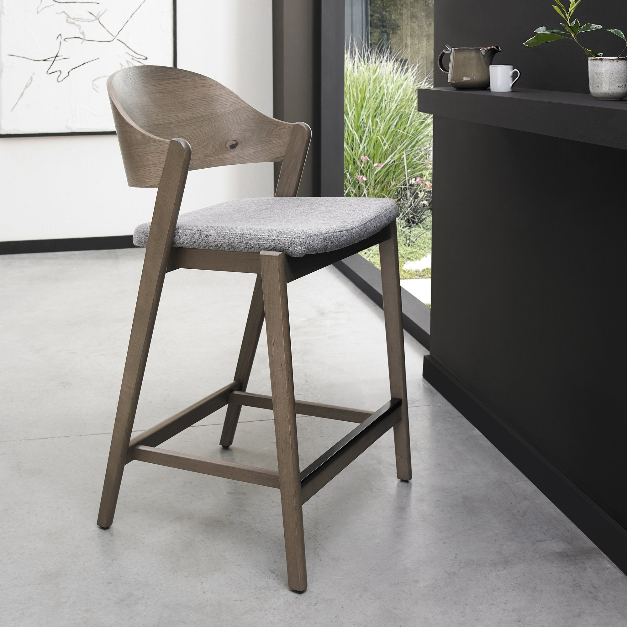 Bentley Designs Vega Grey Oiled Oak Bar Stool