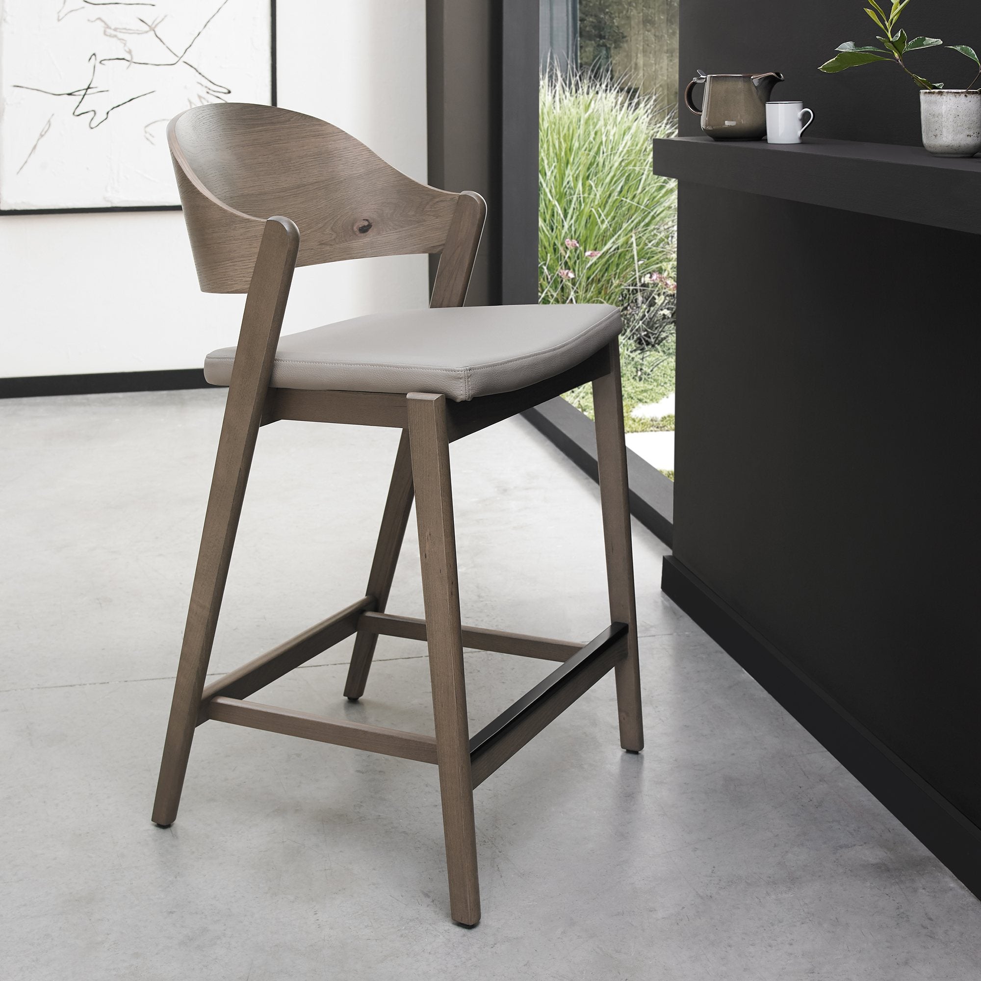 Bentley Designs Vega Grey Oiled Oak Bar Stool