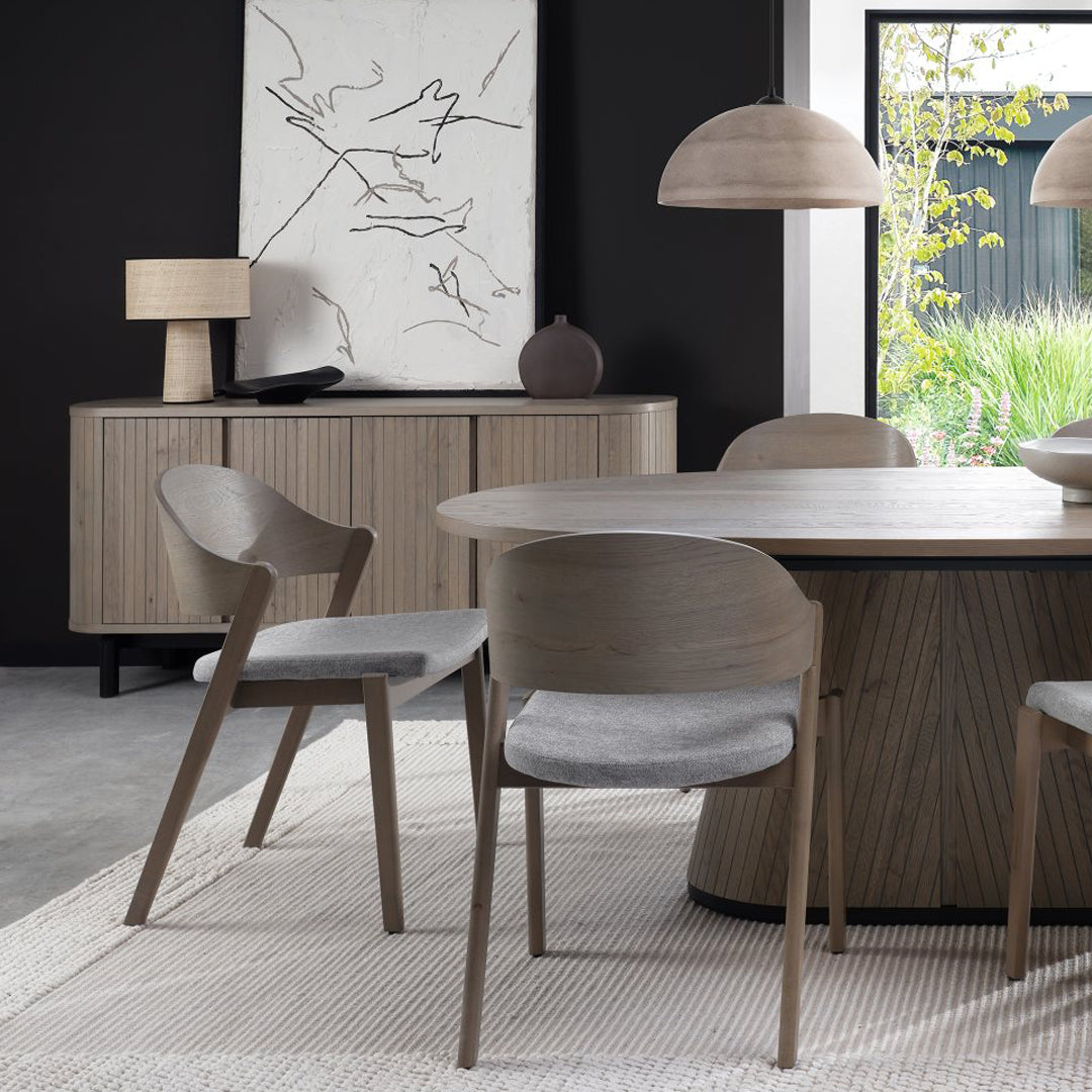 Bentley Designs Vega Grey Oiled Oak Ply Back Chairs (Pair)