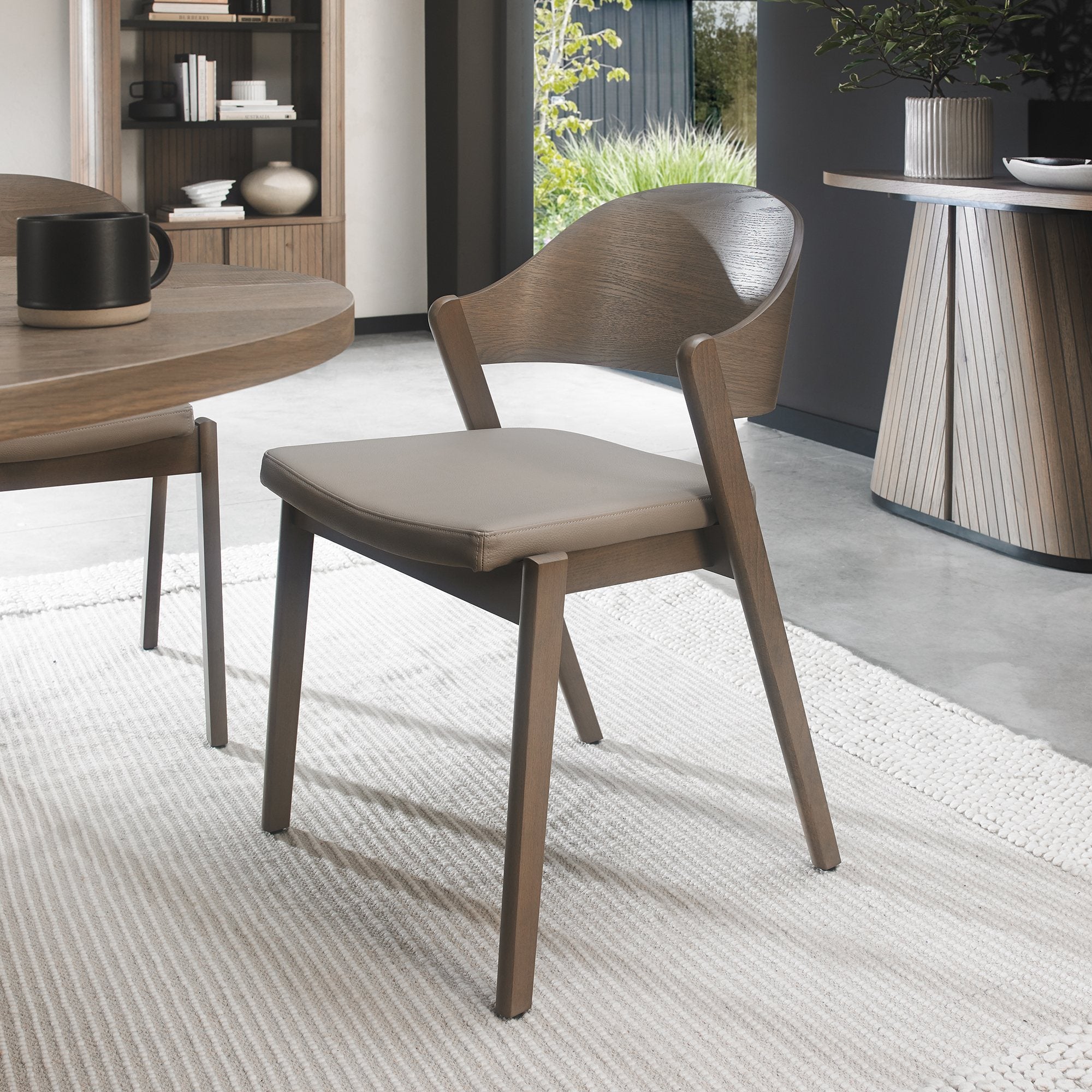 Bentley Designs Vega Grey Oiled Oak Ply Back Chairs (Pair)