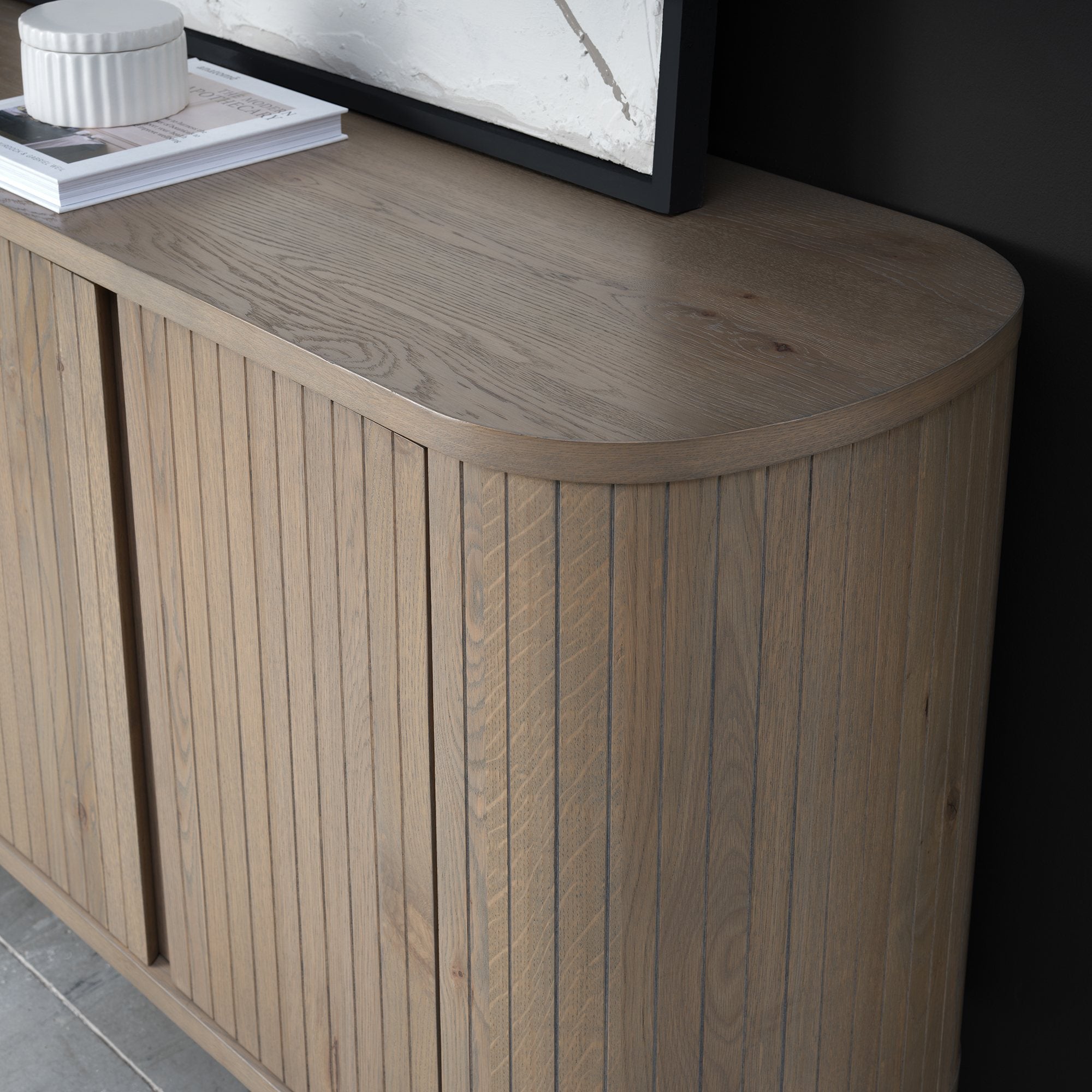 Bentley Designs Vega Grey Oiled Oak & Peppercorn Narrow Sideboard