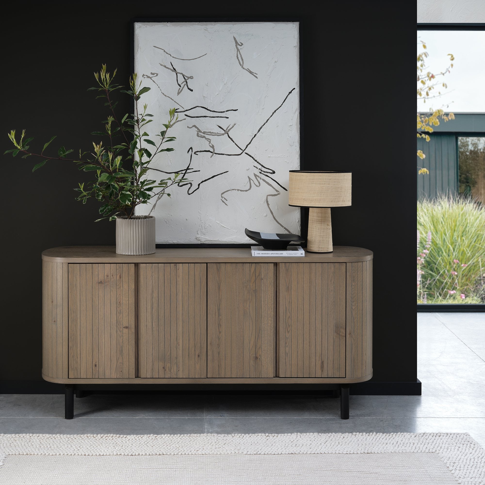 Bentley Designs Vega Grey Oiled Oak & Peppercorn Wide Sideboard