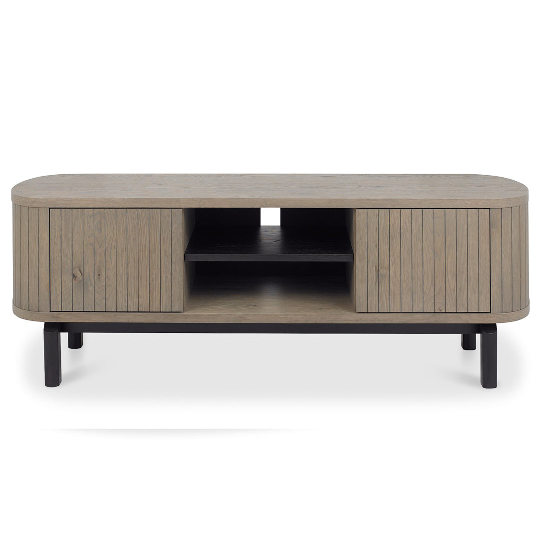 Bentley Designs Vega Grey Oiled Oak & Peppercorn Entertainment Unit