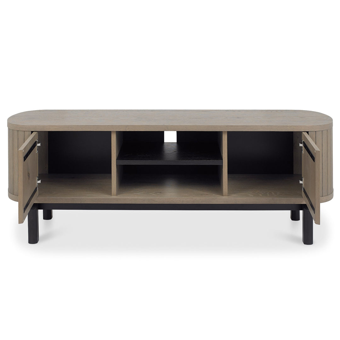 Bentley Designs Vega Grey Oiled Oak & Peppercorn Entertainment Unit