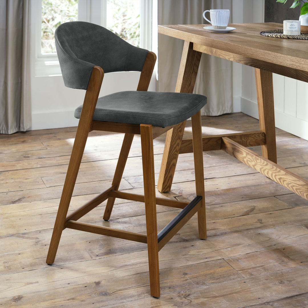 Bentley Designs Camden Rustic Oak Upholstered Bar Stool
