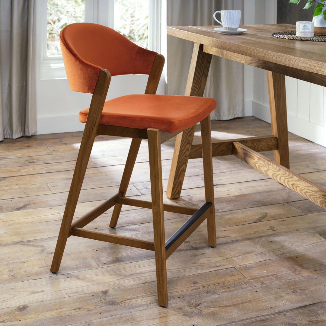 Bentley Designs Camden Rustic Oak Upholstered Bar Stool