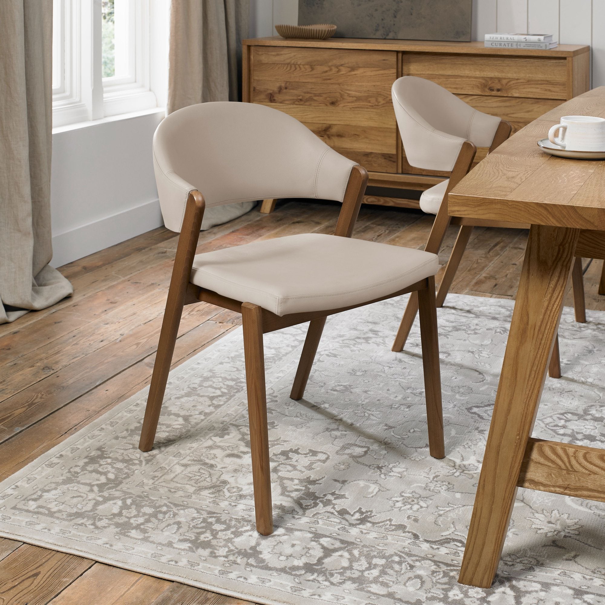 Bentley Designs Camden Rustic Oak Upholstered Chairs (Pair)