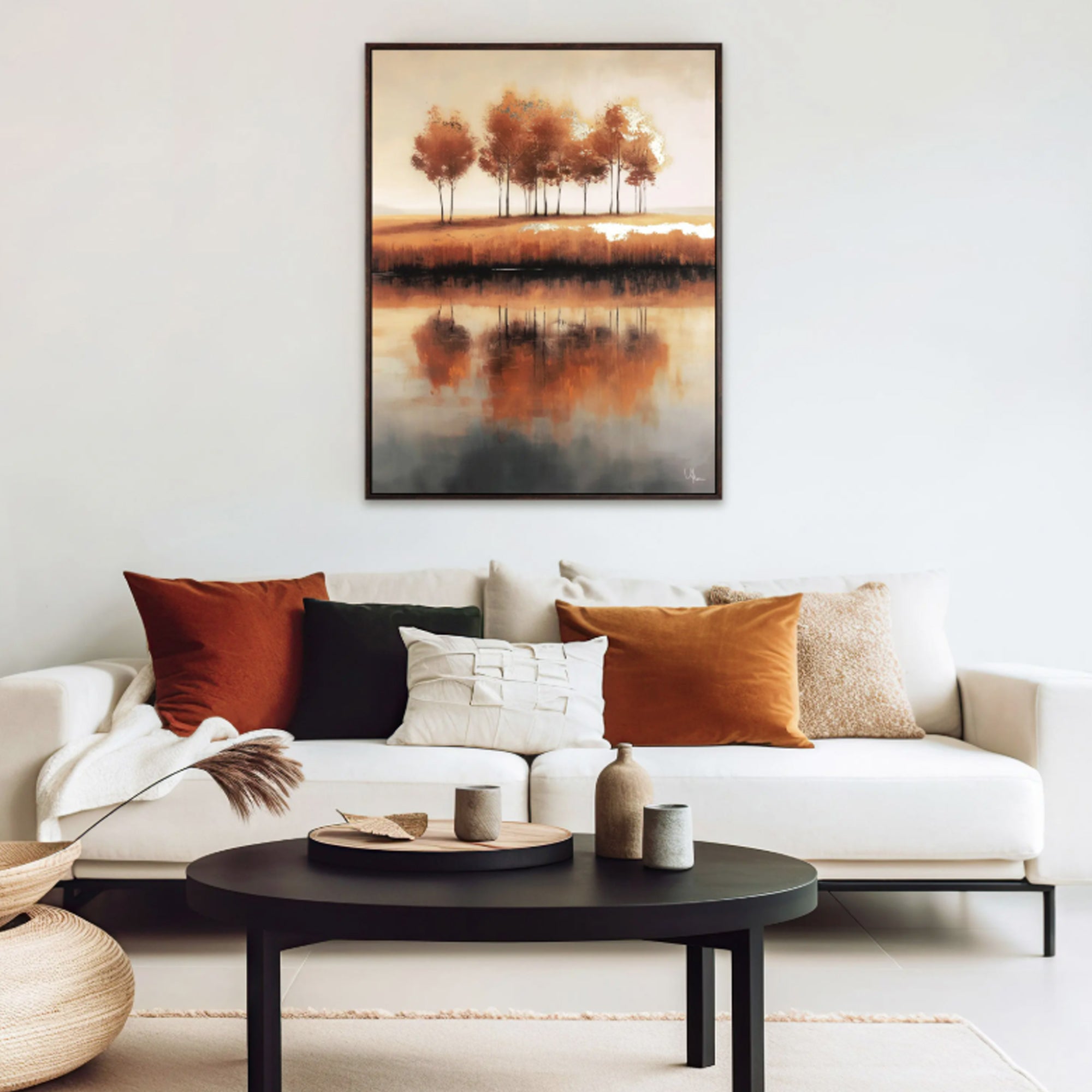 Golden Treeline Framed Canvas by Ulyana Hammond