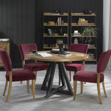 Bentley Designs Indus Rustic Oak Circular Dining Table & 4 Oak Chairs