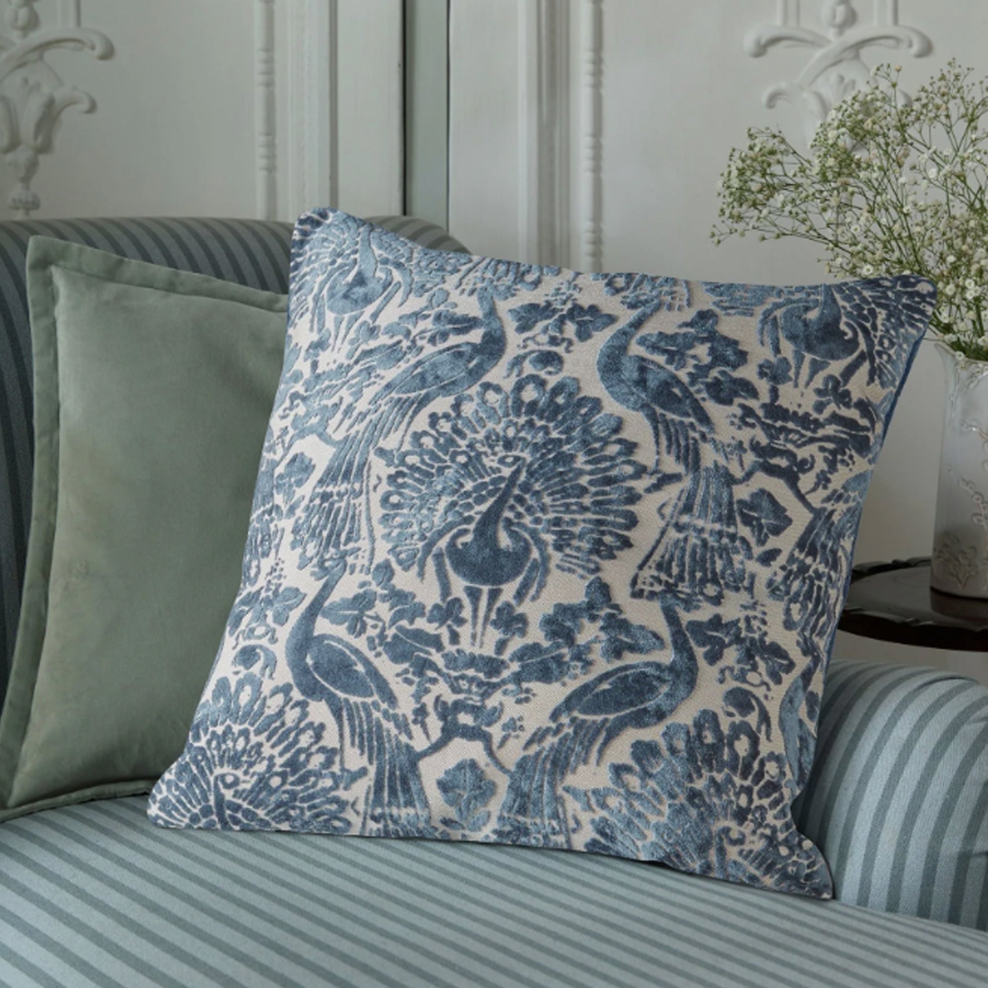 Laura Ashley Peacock Damask Cushion