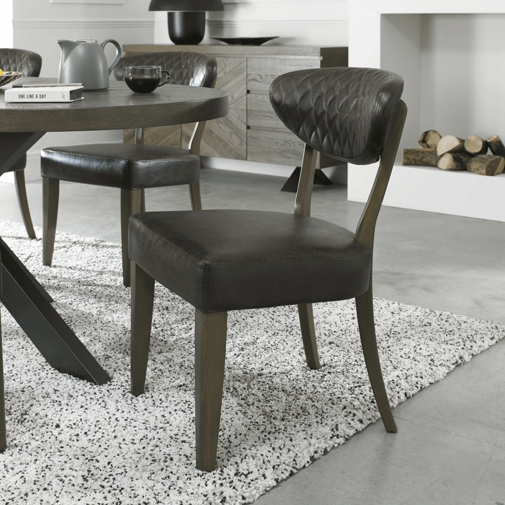 Bentley Designs Ellipse Fumed Oak Dining Chairs (Pair)