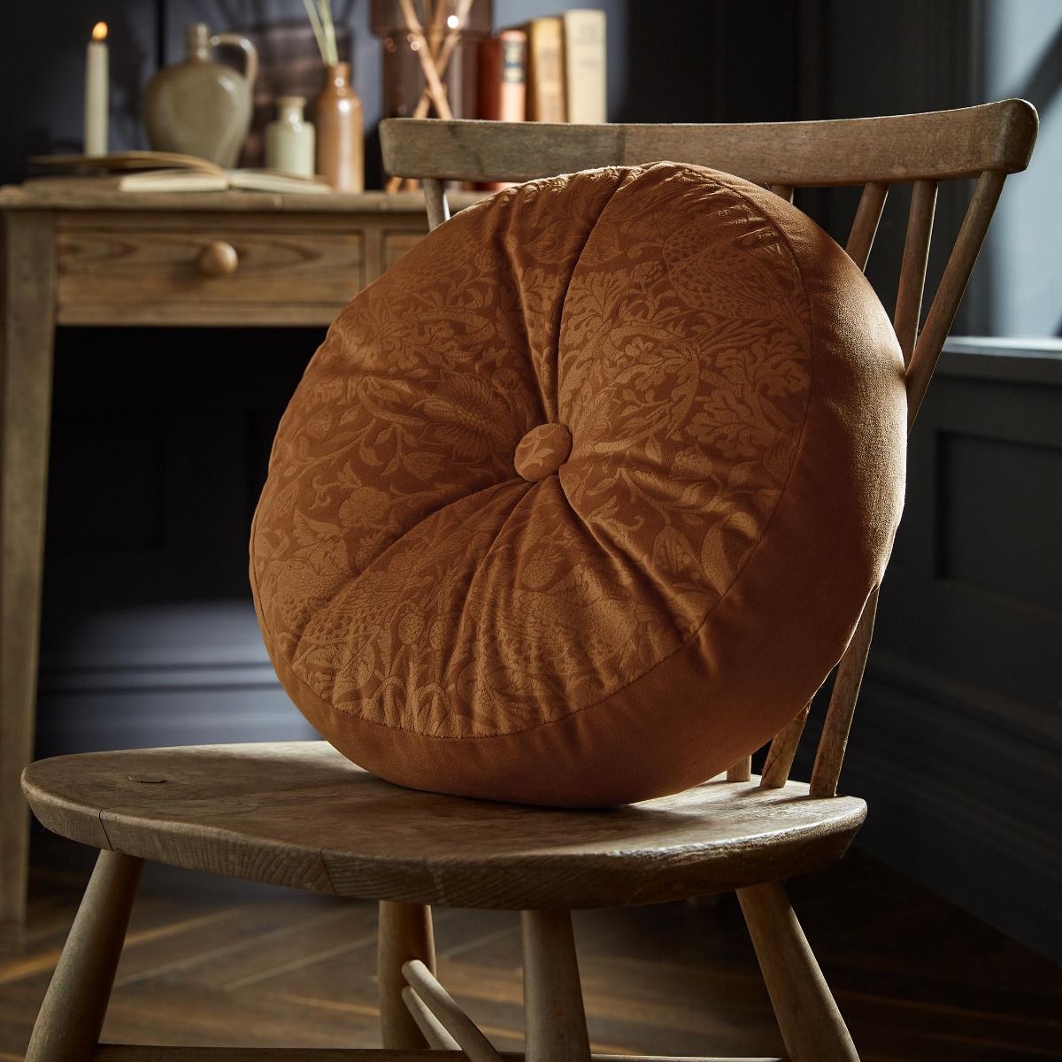 William Morris at Home Strawberry Thief Circular Cushion