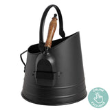 Black Coal Bucket with Teak Handle Shovel