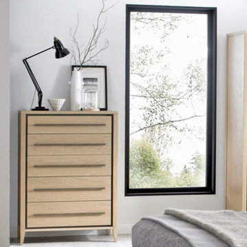 Bentley Designs Rimini Aged Oak & Weathered Oak 5 Drawer Chest | Taylors on the High Street