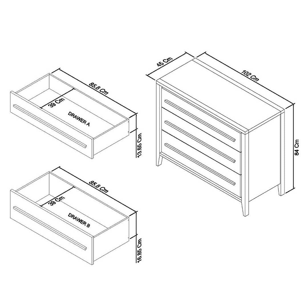 Bentley Designs Rimini Aged Oak & Weathered Oak 3 Drawer Chest | Taylors on the High Street