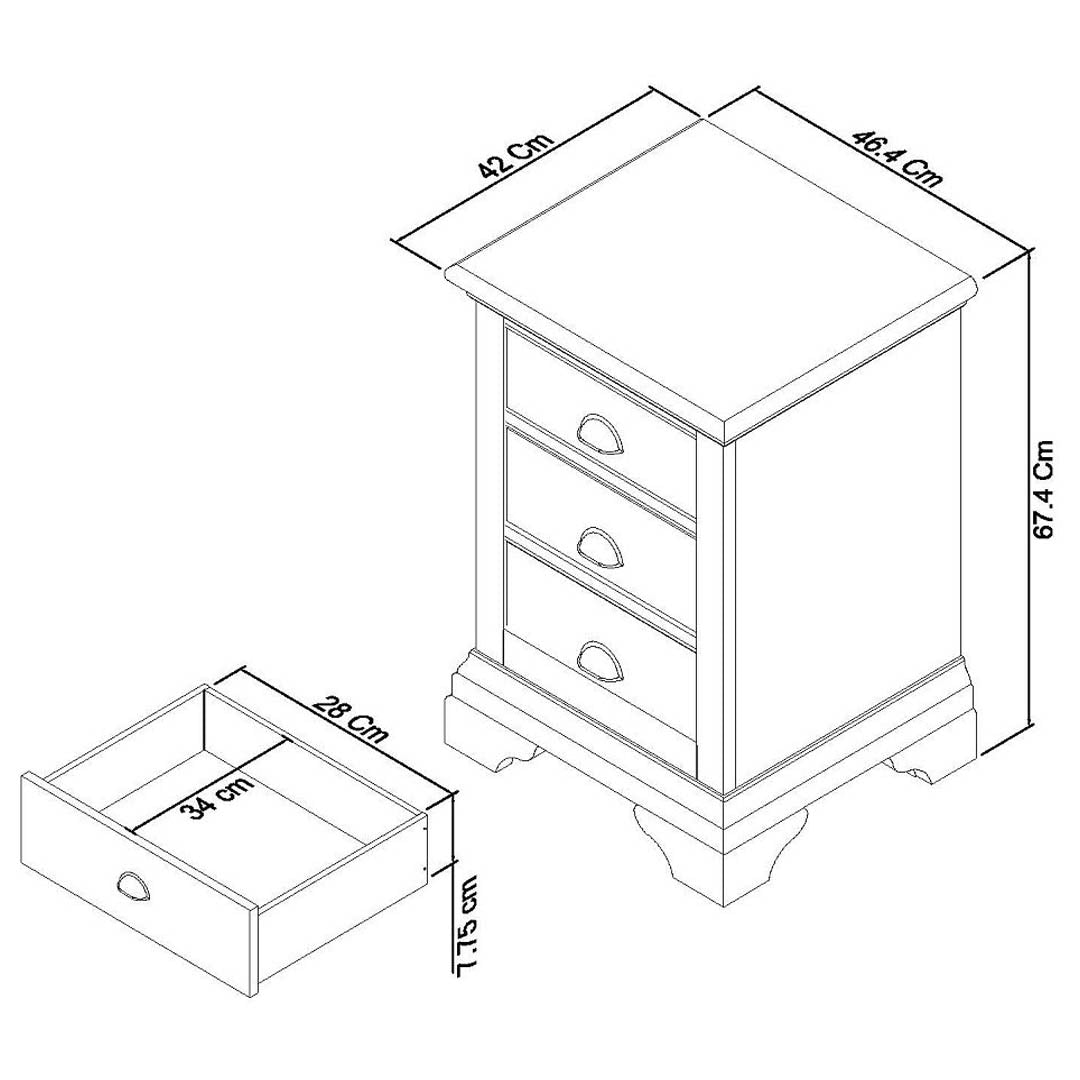 Bentley Designs Hampstead White 3 Drawer Nightstand | Taylors on the High Street