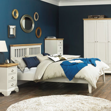 Bentley Designs Hampstead Soft Grey & Pale Oak Slatted Bedstead | Taylors on the High Street