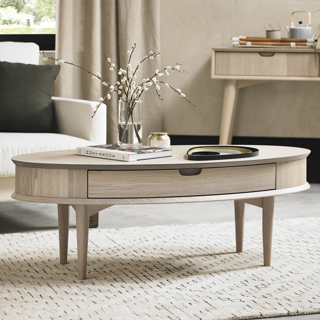 Bentley Designs Dansk Scandi Oak Coffee Table with Drawer | Taylors on the High Street