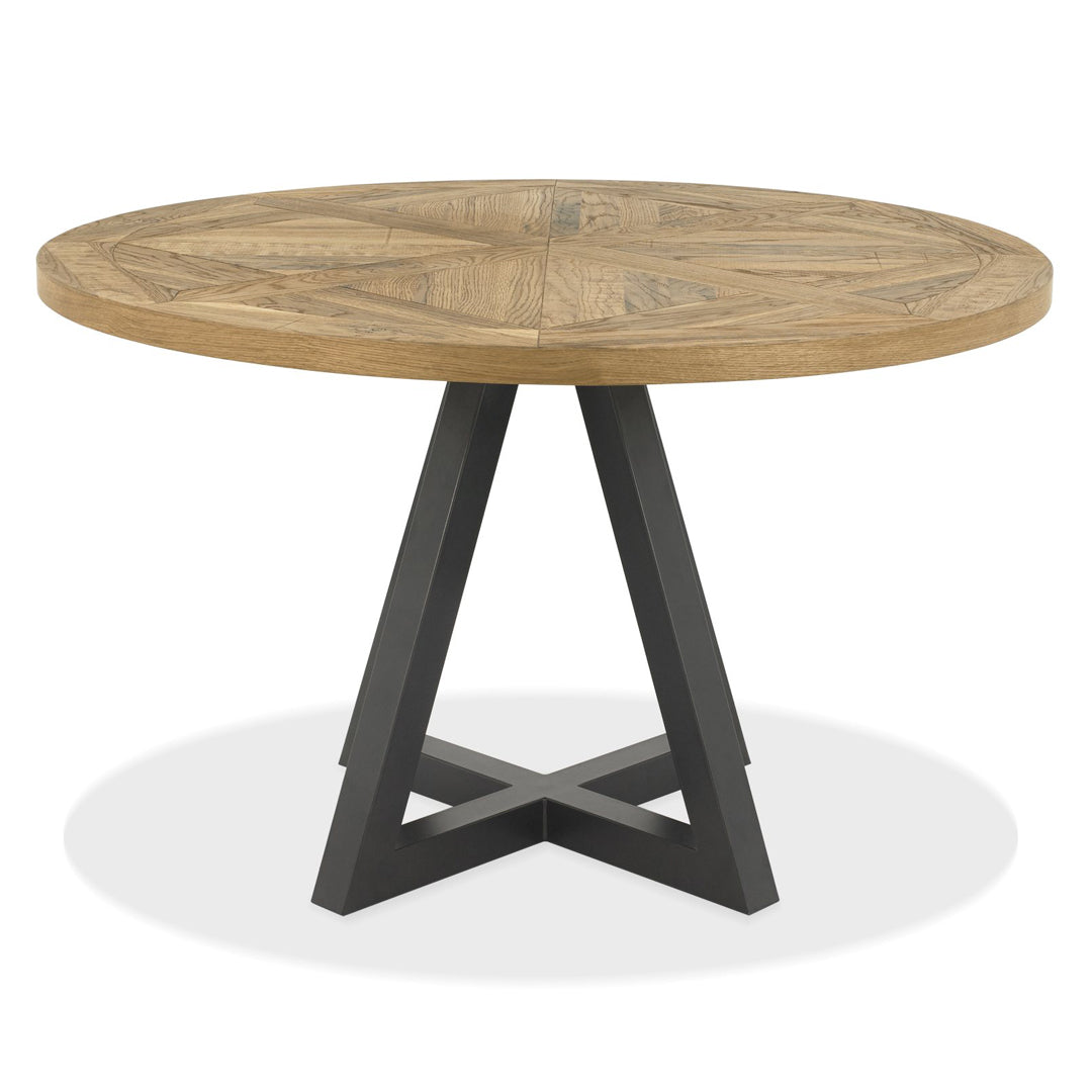 Bentley Design Indus Rustic Oak Circular Dining Table | Taylors on the High Street