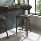 Bentley Designs Ellipse Fumed Oak Upholstered Bar Stools (Pair)