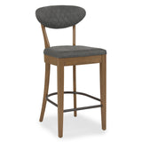 Bentley Designs Ellipse Rustic Oak Upholstered Bar Stools (Pair)