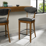Bentley Designs Ellipse Rustic Oak Upholstered Bar Stools (Pair)