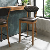 Bentley Designs Ellipse Rustic Oak Upholstered Bar Stools (Pair)