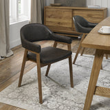 Bentley Designs Camden Rustic Oak Upholstered Arm Chairs (Pair)