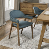 Bentley Designs Camden Rustic Oak Upholstered Arm Chairs (Pair)