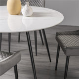 Bentley Designs Francesca White Gloss Marble Effect Sintered Stone 4 Seater Dining Table
