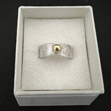 Malcolm Appleby Oak Leaf with 18ct Gold Bead Ring - Size M.5