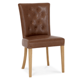 Westbury Rustic Oak Uph Dining Chair - Tan Faux Leather (Pair)