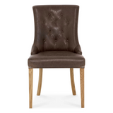 Westbury Rustic Oak Scoop Dining Chair - Espresso Faux Leather (Pair)