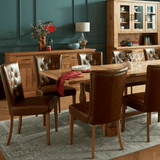 Westbury Rustic Oak Uph Dining Chair - Tan Faux Leather (Pair)