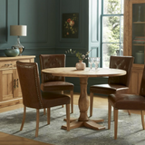 Rustic Oak Uph Scoop Chair - Tan Faux Leather (Pair)