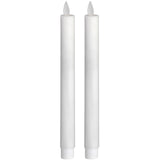 Pair Of White Luxe Flickering Flame LED Wax Dinner Candles